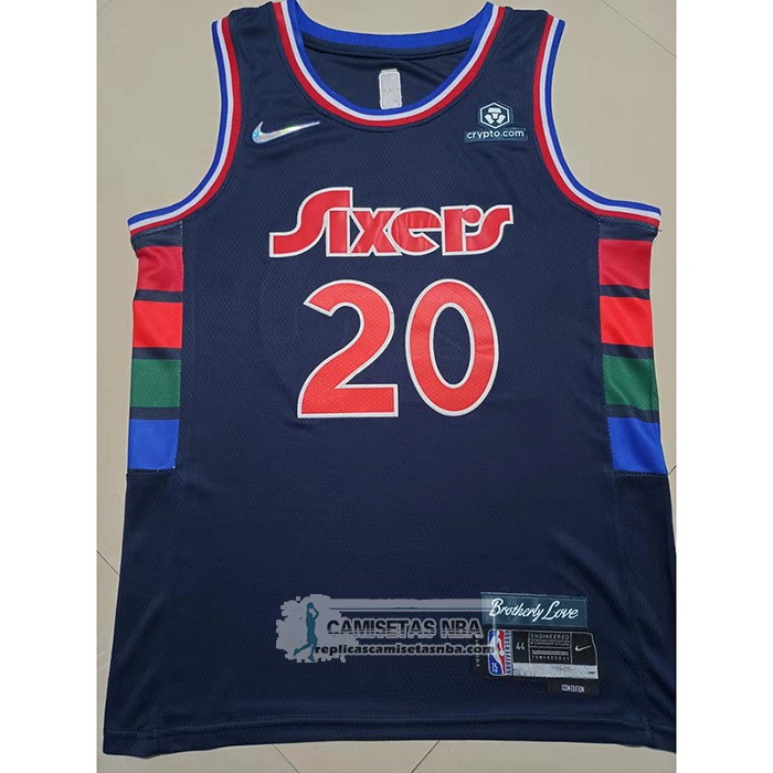 Camiseta Philadelphia 76ers Georges Niang NO 20 Ciudad 2021-22 Azul